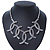 Vintage Textured 'X' Necklace In Burn Silver Metal - 36cm Length/ 8cm Extension