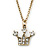 Small Crystal Crown Pendant With 38cm L/ 7cm Ext Gold Tone Chain