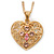 Romantic Filigree Pink Diamante 'Heart' Pendant With Gold Plated Chain - 38cm Length/ 7cm Extension