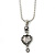 Small Crystal Heart Pendant With Pewter Tone Chain - 40cm L
