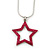 Glittering Fuchsia Open Star Pendant With Silver Tone Snake Chain - 36cm Length/ 8cm Extension