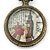 Antique Bronze Tone Big Ben & Roses Motif Quartz Pocket Watch Pendant Necklace - 45mm D/ 80cm L