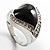 Black Enamel Crystal Heart Ring