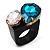 Acrylic Wooden Boho Style Fashion Ring (Azure&Clear)