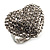 Clear Diamante Puffed Heart Ring (Silver Tone)