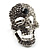Dazzling Clear/Dimgrey Crystal Skull Cocktail Ring - Adjustable