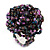Large Purple/Pink/Black Glass Bead Flower Stretch Ring - Adjustable