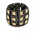 Two Tone 'Spiky' Wide Flex Band Ring (Gold/ Black Tone Metal) - 20mm Width - Size 7/8