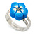 Children's/ Teen's / Kid's Blue Fimo Flower Ring In Silver Tone - Adjustable