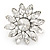 Clear Crystal Flower Ring In Silver Tone Metal - 33mm - Size 7