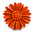 Bright Orange Leather Daisy Flower Ring - 40mm D - Adjustable