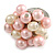 Light Pink/ Cream Faux Pearl Bead Cluster Ring in Silver Tone Metal - Adjustable 7/8