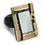 30mm/Natural/Silvery/Black Rectangular Shape Sea Shell Ring/Handmade/ Slight Variation In Colour/Natural Irregularities