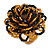 40mm Diameter/Black/Gold Glass Bead Layered Flower Flex Ring/ Size M