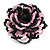 40mm Diameter/Black/Pink Glass Bead Layered Flower Flex Ring/ Size M