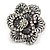 Crystal Blossom Oversized Ring in Aged Silver Tone - 60mm Diameter - Size 7/8 US (UK sizes P-Q UK) Adjustable