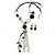 Long Black Resin Nugget Tassel Necklace and Earring Set In Silver Tone - 64cm Length (5cm extension)