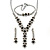 Bridal/ Prom/ Wedding Black/ Grey/ Clear Crystal V-shape Necklace, Bracelet and Drop Earrings Set In Black Tone - Necklace 34cm L/ 12cm Ext, Bracelet