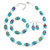 Light Blue Glass 'Grapes' Beaded Necklace, Flex Bracelet And Drop Earrings Set In Silver Tone - 44cm L/ 5cm Ext