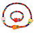 Children's Multicoloured Kitty Wooden Flex Necklace & Flex Bracelet Set