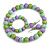 Pastel Mint/ Green/ Purple Wood Flex Necklace, Bracelet and Drop Earrings Set - 46cm L