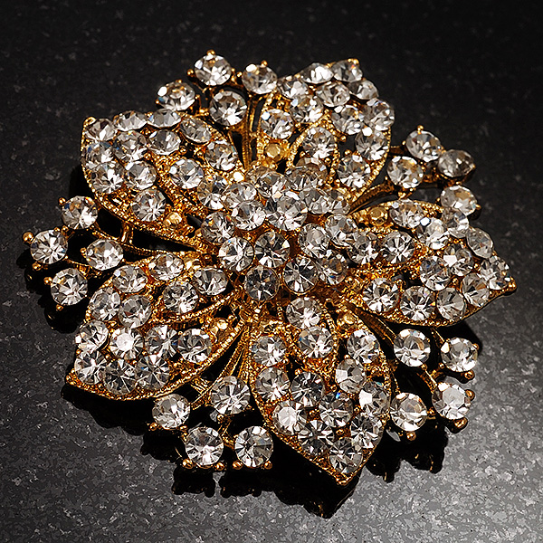 Victorian Corsage Flower Brooch (Clear) - main view